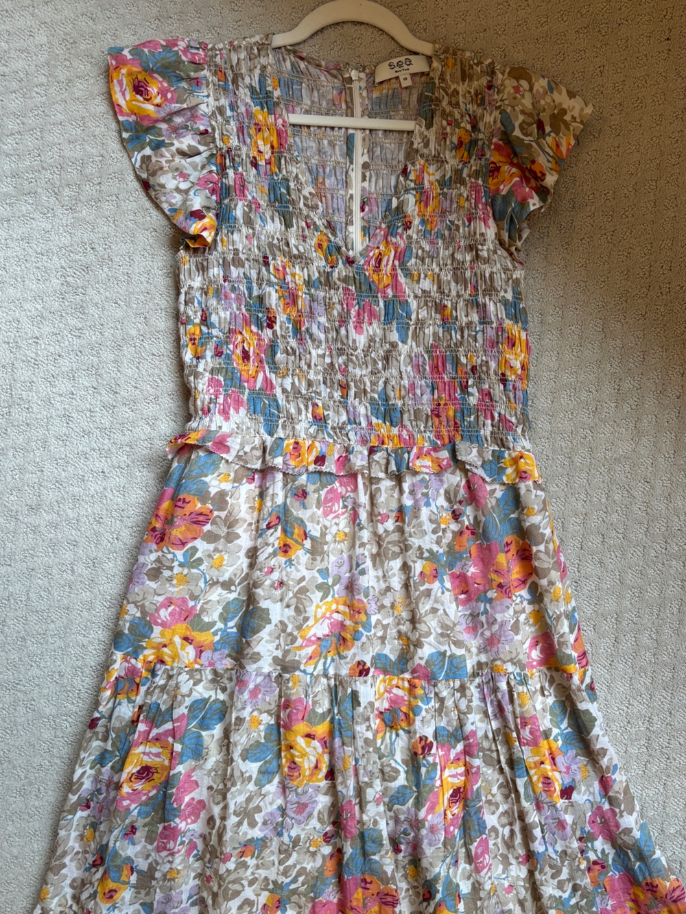 Sea New York Floral Maxi Dress in Yellow, Pink, Blue on Cream - Picture 2 of 4